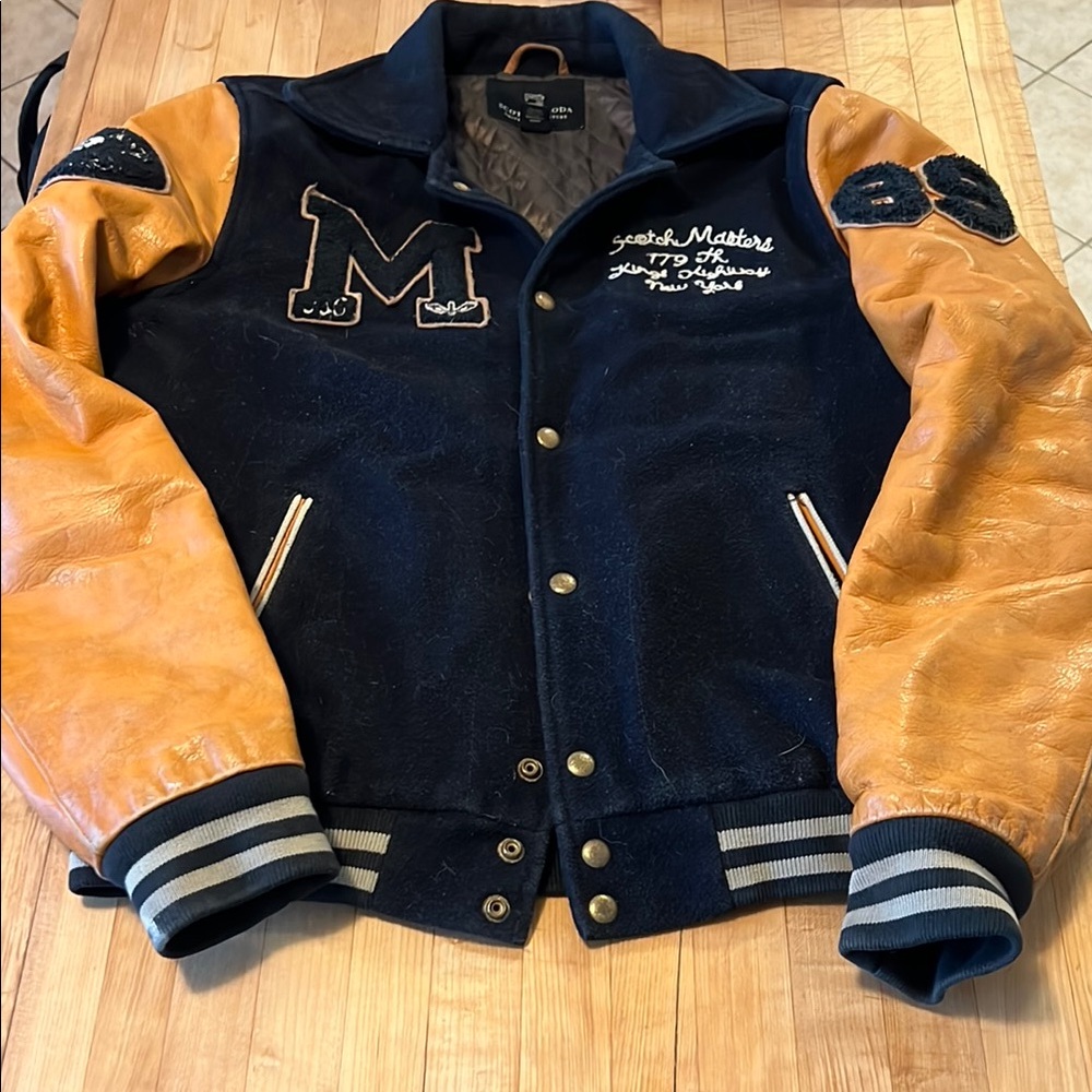 Men's Black and Tan Varsity Jacket